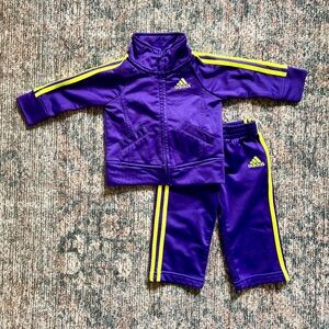 Adidas purple baby jersey jogger set